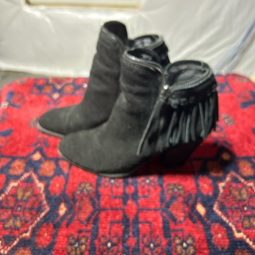 DV by Dolce Vita Black Fringe Ankle Booties